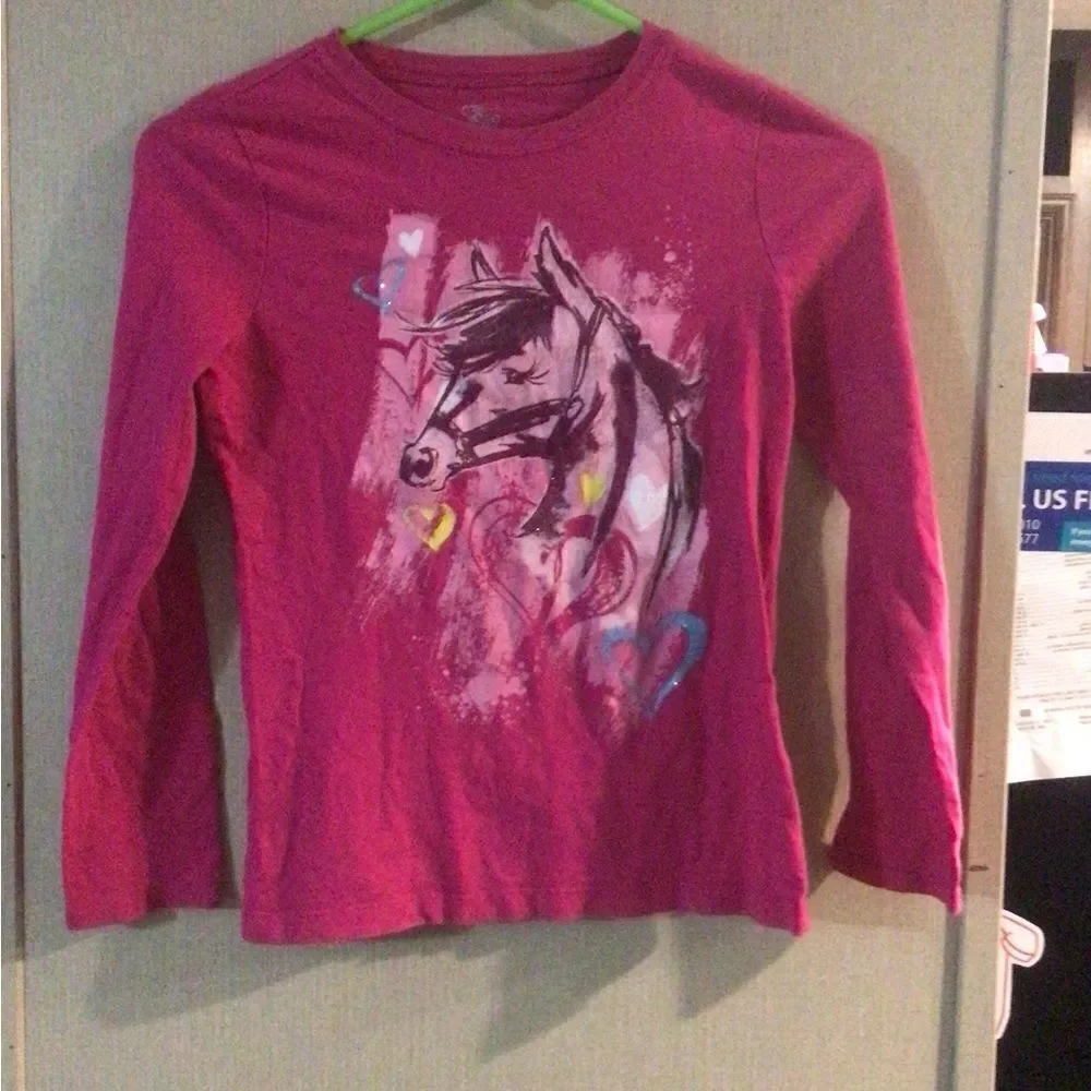 The Children's Place Girls Long Sleeve Pink Graphic Shirt